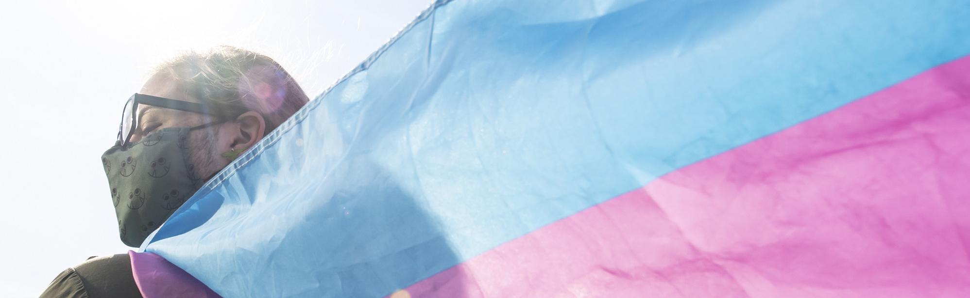 Student with trans flag